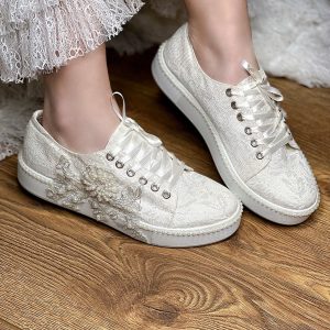 Converse İnci Dantel İşlemeli Rahat Spor Gelin Ayakkabısı