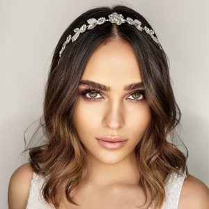 Kristal Taş Çiçek Motif  Gelin Taç Aksesuar