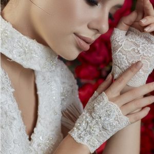 Dantel İşlemeli Parmaksız Nikah Eldiveni