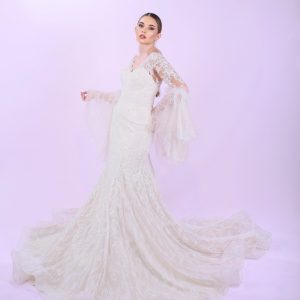 Romantik Kollu Balık Gelinlik