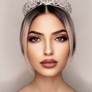 Parlak Taşlı Kristal Gelin Tacı
