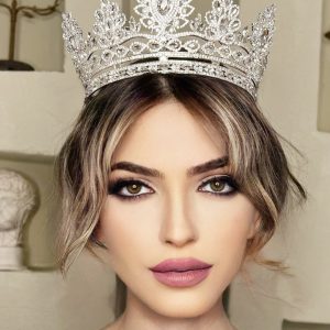 Zirkon Taş Şerit İşlemeli Gelin Tacı
